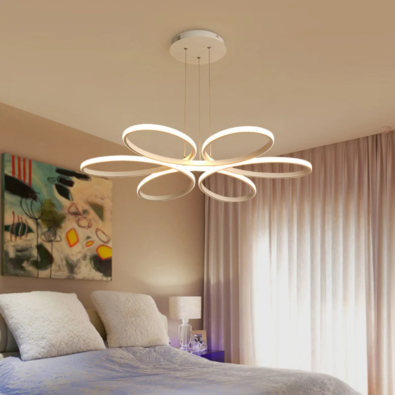 Acryl bloem kroonluchter licht eigentijds LED 23"/29"/35,5" brede plafondhanger warm/wit licht Clearhalo