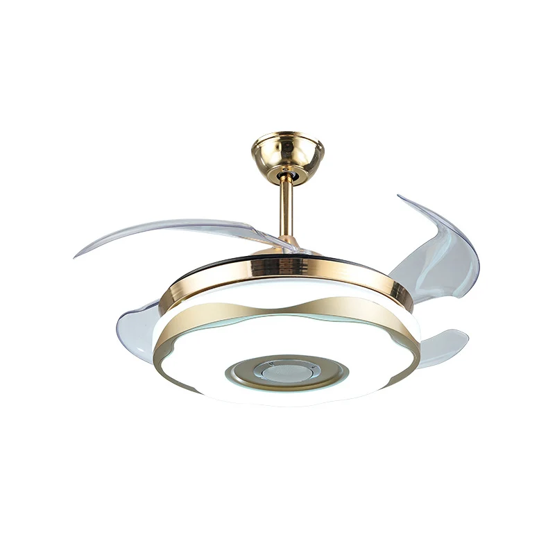 Acryl bloesem hangende ventilator licht modernistisch 42" W LED goud dicht bij plafondlamp met 4 heldere bladen Clearhalo