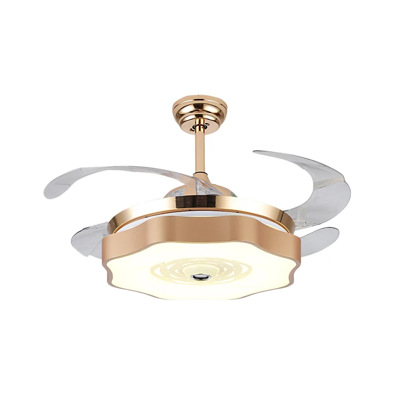 Acryl Bloom plafondverzonken modernistisch goud 4 bladen LED hangende ventilatorlicht, 42 "breedte Clearhalo