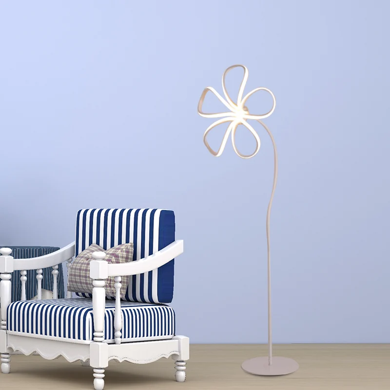 Acryl Bloom Staande Lamp Eigentijds Zwart/Wit LED Vloerleeslamp voor Studeerkamer Clearhalo