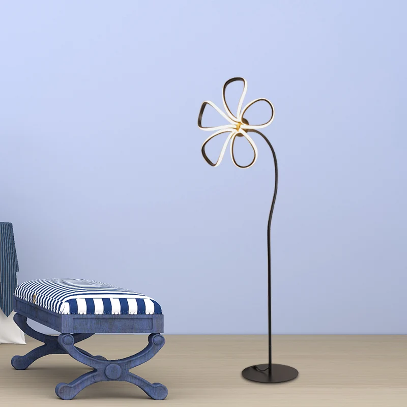 Acryl Bloom Staande Lamp Eigentijds Zwart/Wit LED Vloerleeslamp voor Studeerkamer Clearhalo