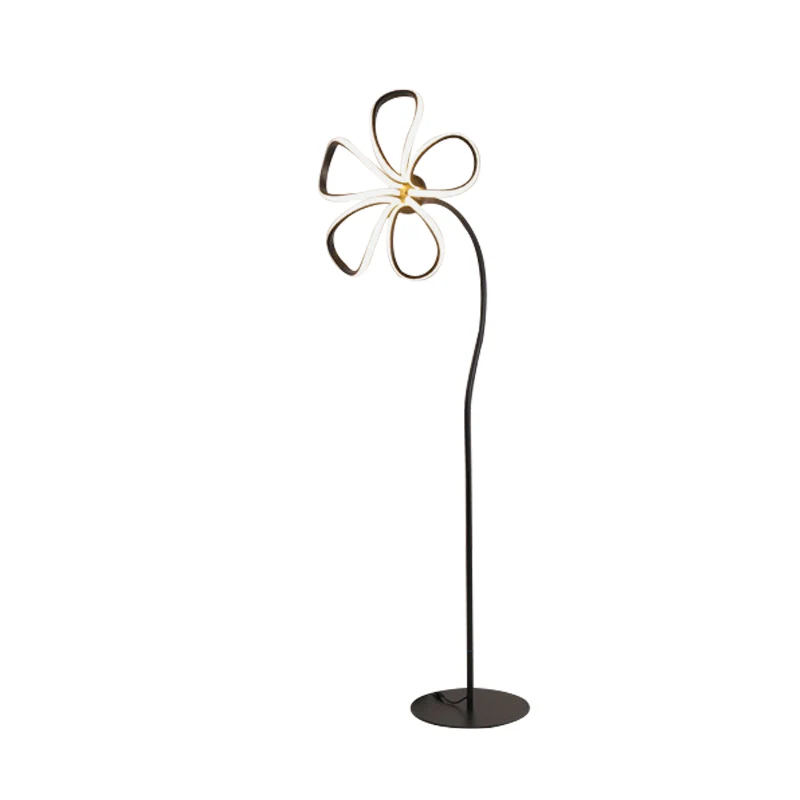 Acryl Bloom Staande Lamp Eigentijds Zwart/Wit LED Vloerleeslamp voor Studeerkamer Clearhalo