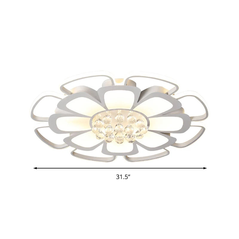 Acryl Blossom LED-plafondmontagelamp met kristallen bol kinderplafondlamp wit voor verpleegkamer Clearhalo