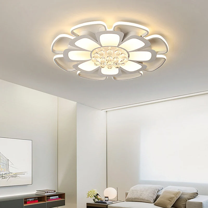 Acryl Blossom LED-plafondmontagelamp met kristallen bol kinderplafondlamp wit voor verpleegkamer Clearhalo