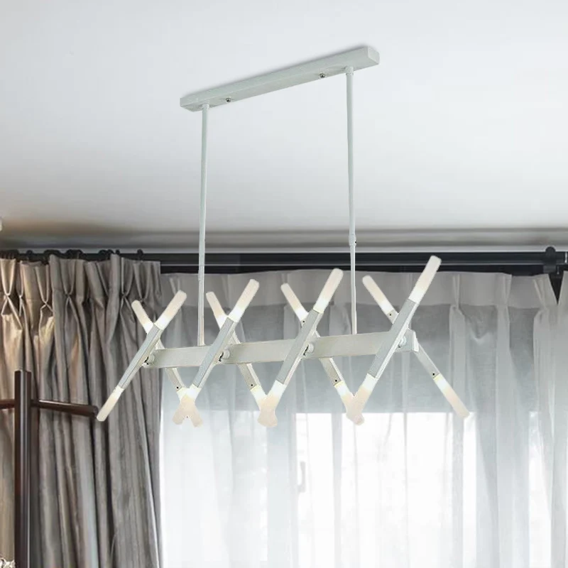 Acryl buis eiland hanger moderne 16/20 lichten zwart/wit/goud plafond hanglamp voor eetkamer Clearhalo