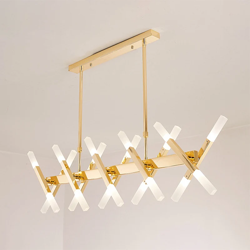 Acryl buis eiland hanger moderne 16/20 lichten zwart/wit/goud plafond hanglamp voor eetkamer Clearhalo