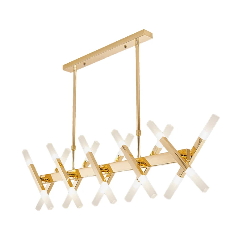 Acryl buis eiland hanger moderne 16/20 lichten zwart/wit/goud plafond hanglamp voor eetkamer Clearhalo