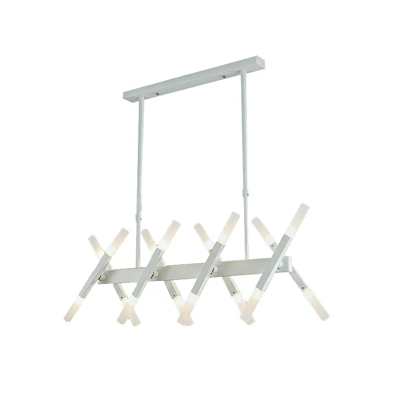 Acryl buis eiland hanger moderne 16/20 lichten zwart/wit/goud plafond hanglamp voor eetkamer Clearhalo
