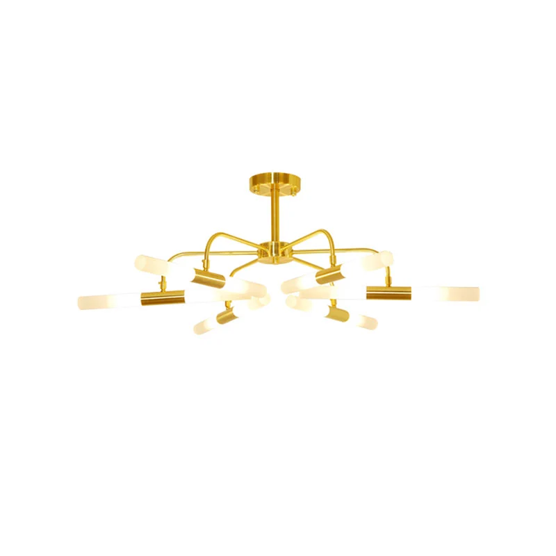 Acryl buisschaduw plafondkroonluchter hotel 12/16 lichten moderne metalen hanglamp goud Clearhalo