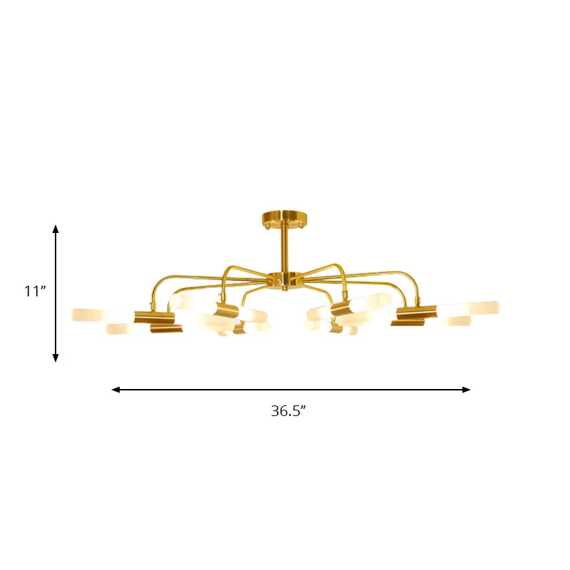 Acryl buisschaduw plafondkroonluchter hotel 12/16 lichten moderne metalen hanglamp goud Clearhalo