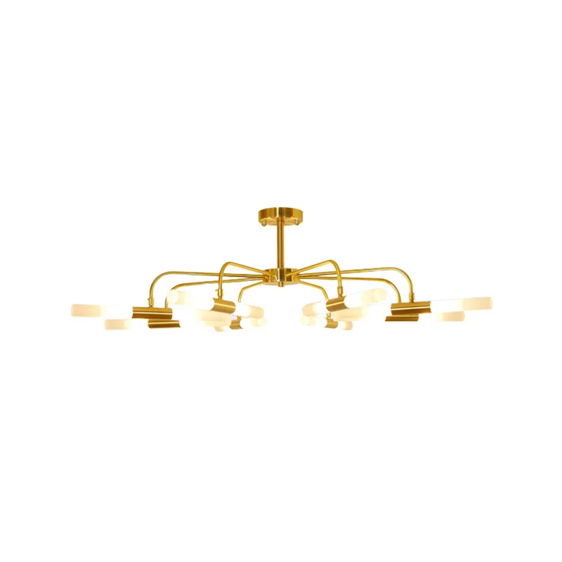 Acryl buisschaduw plafondkroonluchter hotel 12/16 lichten moderne metalen hanglamp goud Clearhalo