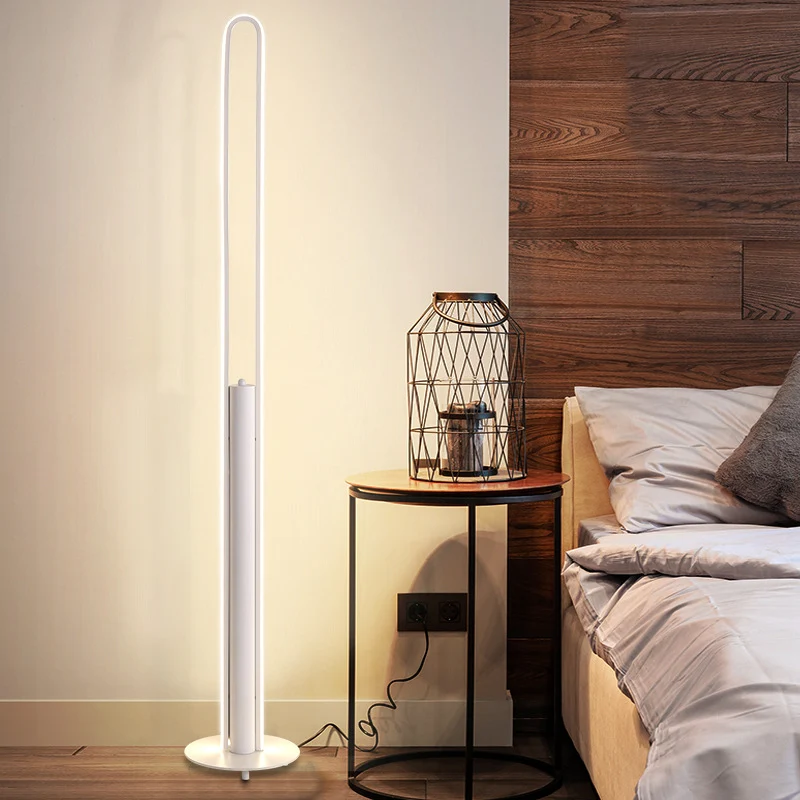 Acryl buisvormige leesvloerverlichting Minimalistische zwart/wit/gouden LED-staande lamp warm/wit licht Clearhalo