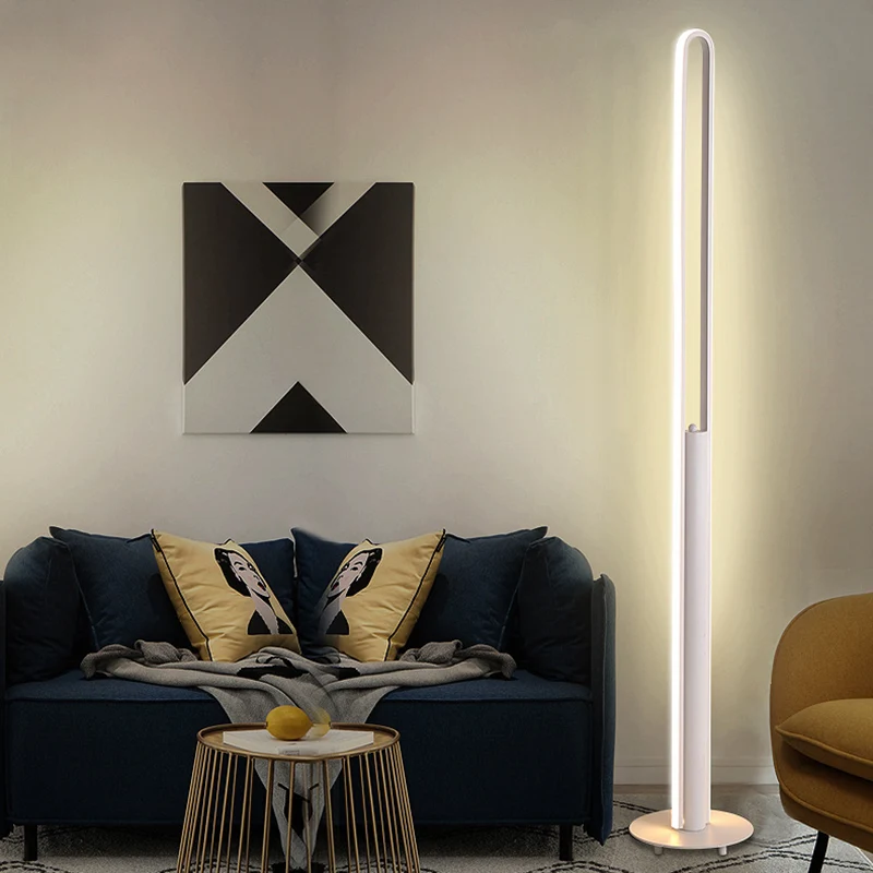 Acryl buisvormige leesvloerverlichting Minimalistische zwart/wit/gouden LED-staande lamp warm/wit licht Clearhalo