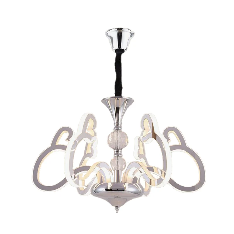 Acryl chroom hanglamp hartvormige 6-lichts hedendaagse kroonluchter met kristallen accent Clearhalo