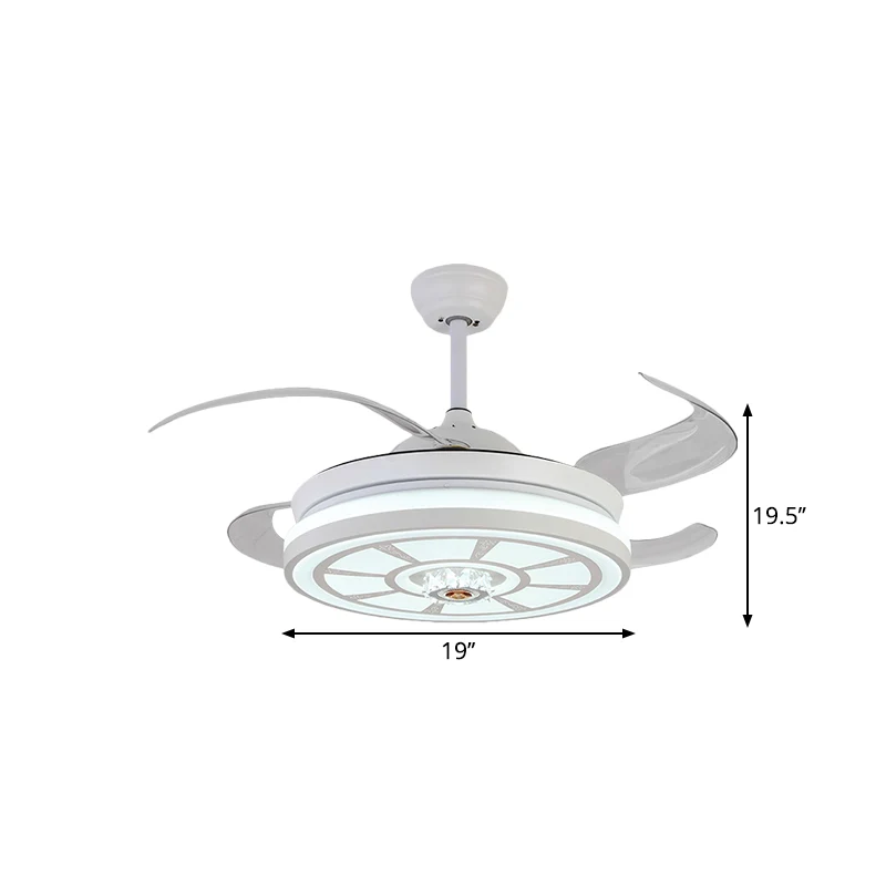 19" W acryl cirkel hangende ventilator licht minimalisme LED witte semi-inbouwlamp met 4 bladen Clearhalo