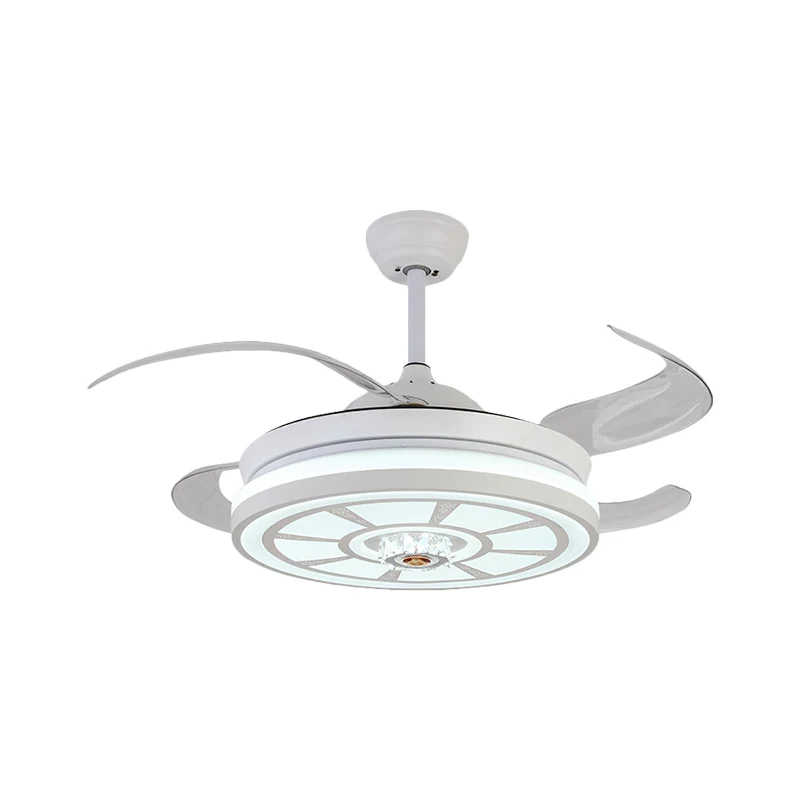19" W acryl cirkel hangende ventilator licht minimalisme LED witte semi-inbouwlamp met 4 bladen Clearhalo
