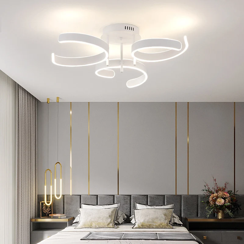 Acryl Curve semi-inbouw eenvoudige witte LED-plafondlamp warm/wit licht voor slaapkamer Clearhalo