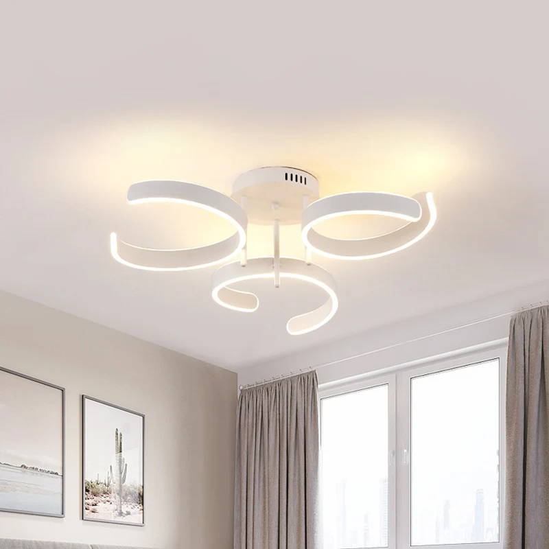 Acryl Curve semi-inbouw eenvoudige witte LED-plafondlamp warm/wit licht voor slaapkamer Clearhalo