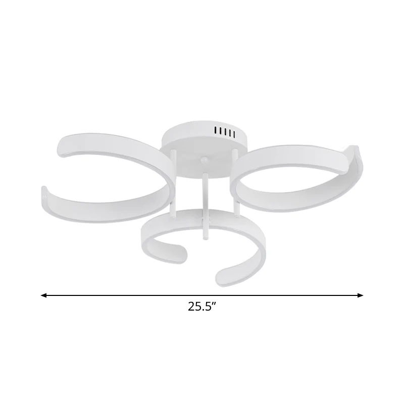 Acryl Curve semi-inbouw eenvoudige witte LED-plafondlamp warm/wit licht voor slaapkamer Clearhalo