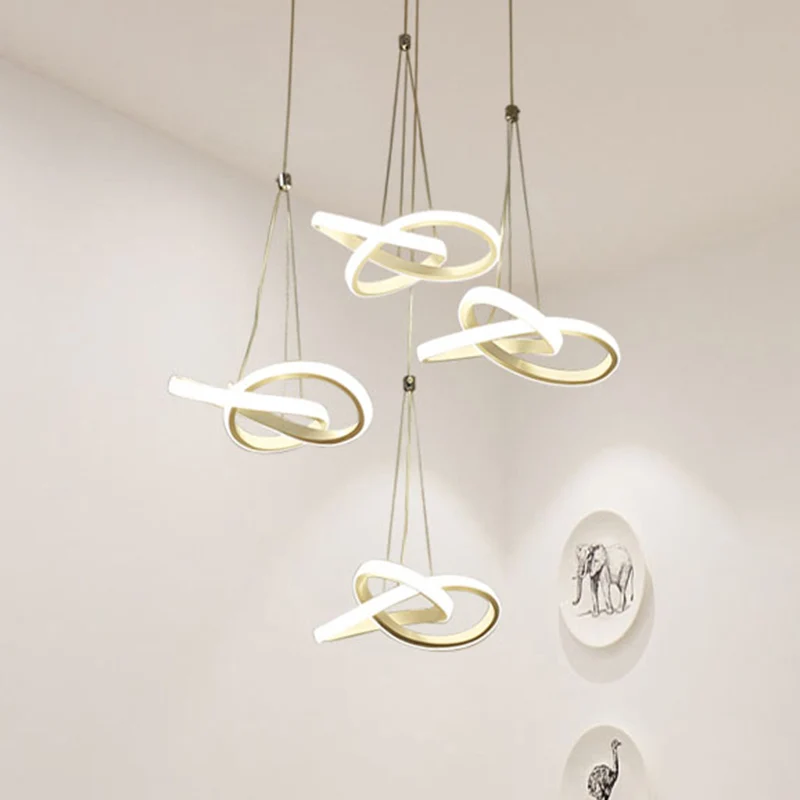Acryl draaiend eilandlicht Eenvoudige LED 3/4-kops witte hangende plafondlamp warm/wit licht Clearhalo