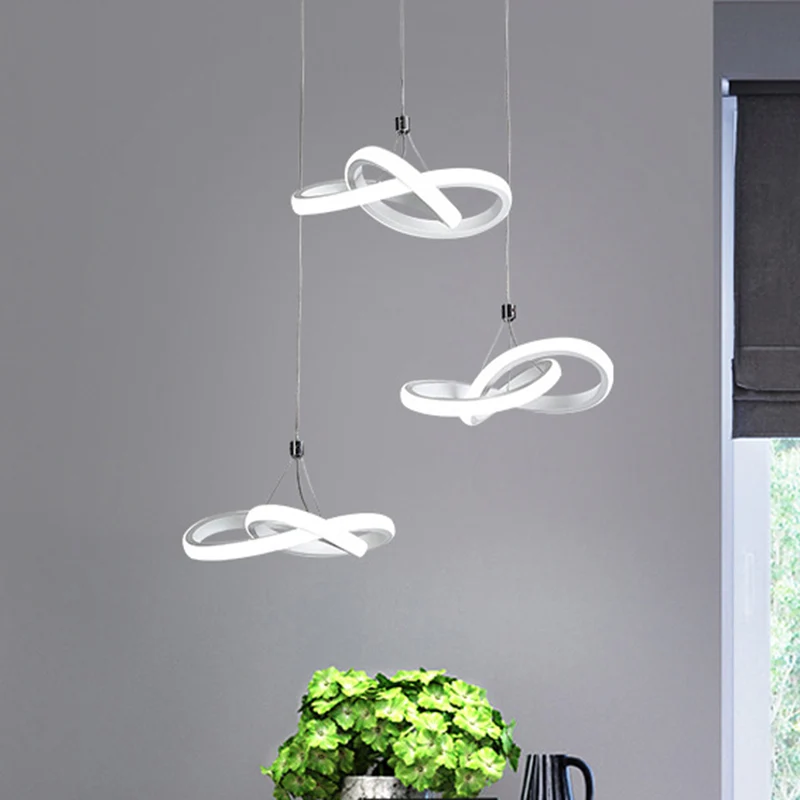 Acryl draaiend eilandlicht Eenvoudige LED 3/4-kops witte hangende plafondlamp warm/wit licht Clearhalo