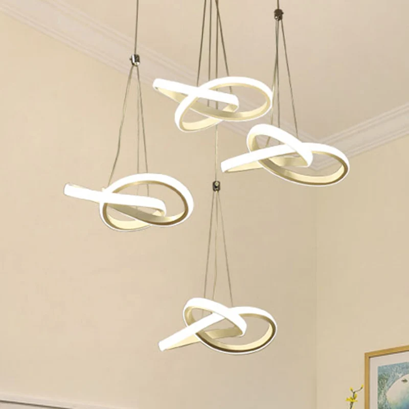 Acryl draaiend eilandlicht Eenvoudige LED 3/4-kops witte hangende plafondlamp warm/wit licht Clearhalo