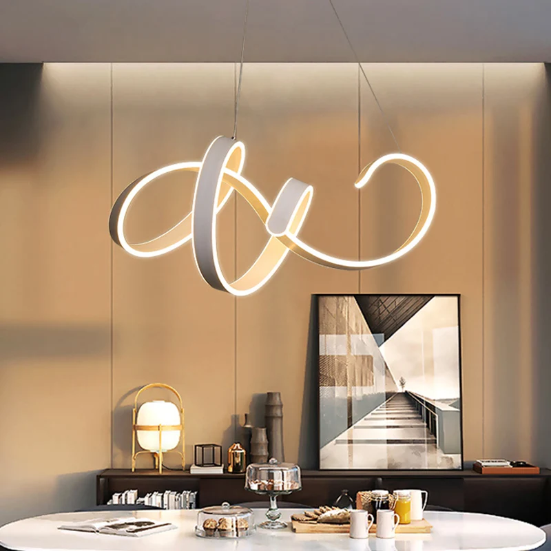 Acryl draai-plafondhanglamp, eenvoudige stijl witte LED-hanglampenset warm/wit licht Clearhalo