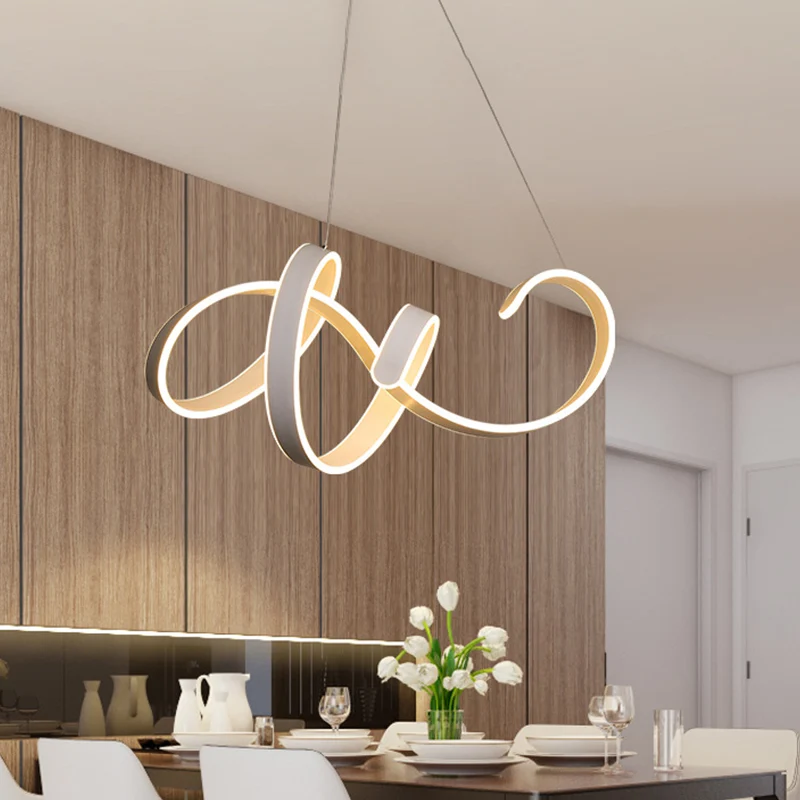 Acryl draai-plafondhanglamp, eenvoudige stijl witte LED-hanglampenset warm/wit licht Clearhalo