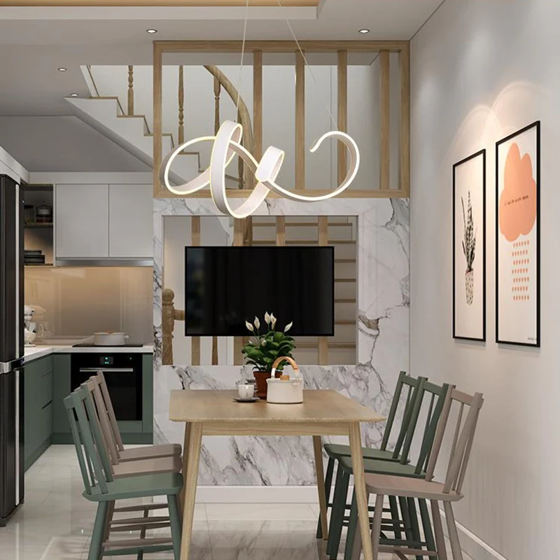 Acryl draai-plafondhanglamp, eenvoudige stijl witte LED-hanglampenset warm/wit licht Clearhalo