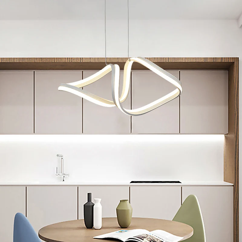 Acryl gedraaide kroonluchterlamp Minimalistische LED witte hangende plafondlamp warm/wit licht Clearhalo