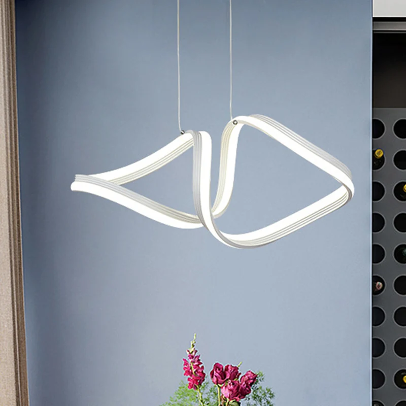 Acryl gedraaide kroonluchterlamp Minimalistische LED witte hangende plafondlamp warm/wit licht Clearhalo