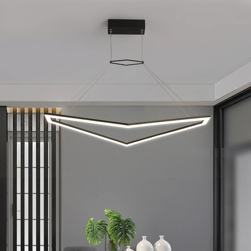 Acryl geometrische kroonluchter hanglamp Eenvoudige LED-hanglamp zwart, wit/warm licht Clearhalo