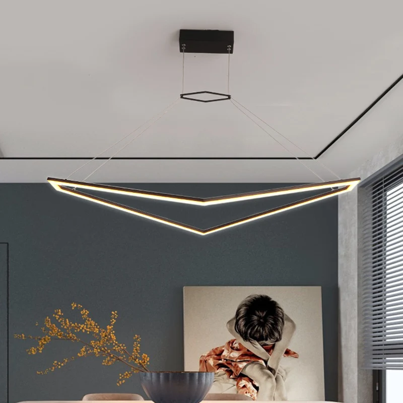 Acryl geometrische kroonluchter hanglamp Eenvoudige LED-hanglamp zwart, wit/warm licht Clearhalo