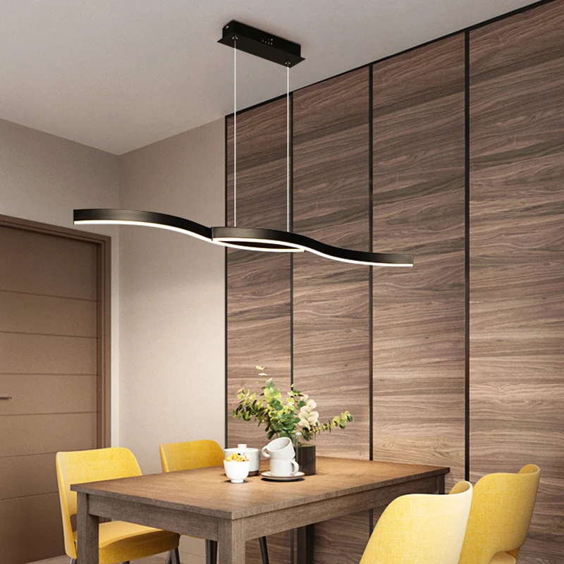 Acryl golvende kroonluchter licht moderne zwarte LED plafond hanglamp warm/wit licht, 39"/41" W Clearhalo
