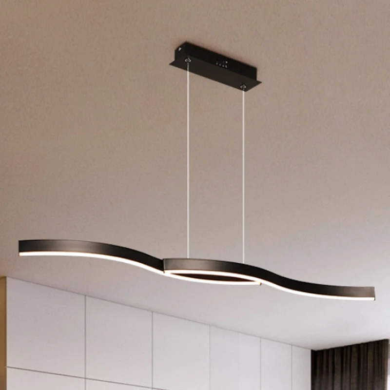 Acryl golvende kroonluchter licht moderne zwarte LED plafond hanglamp warm/wit licht, 39"/41" W Clearhalo