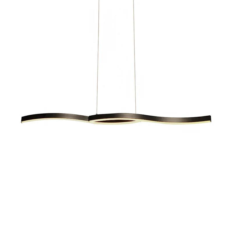Acryl golvende kroonluchter licht moderne zwarte LED plafond hanglamp warm/wit licht, 39"/41" W Clearhalo