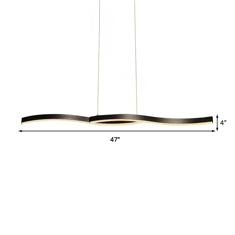 Acryl golvende kroonluchter licht moderne zwarte LED plafond hanglamp warm/wit licht, 39"/41" W Clearhalo