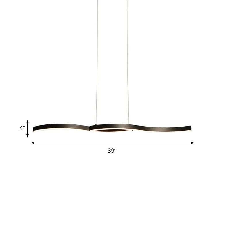 Acryl golvende kroonluchter licht moderne zwarte LED plafond hanglamp warm/wit licht, 39"/41" W Clearhalo