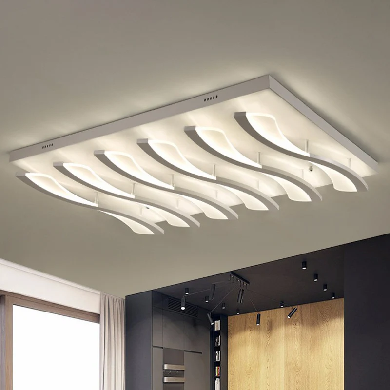 Acryl golvende LED semi-inbouw Scandinavische stijl wit plafondgemonteerd licht voor woonkamer Clearhalo