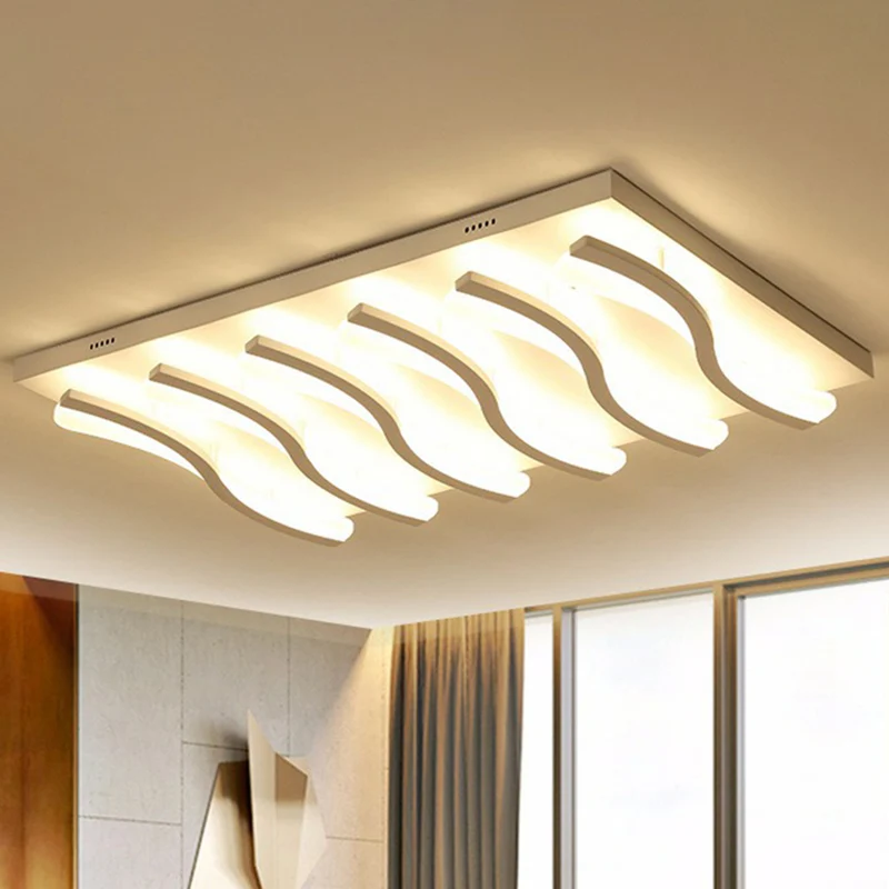 Acryl golvende LED semi-inbouw Scandinavische stijl wit plafondgemonteerd licht voor woonkamer Clearhalo