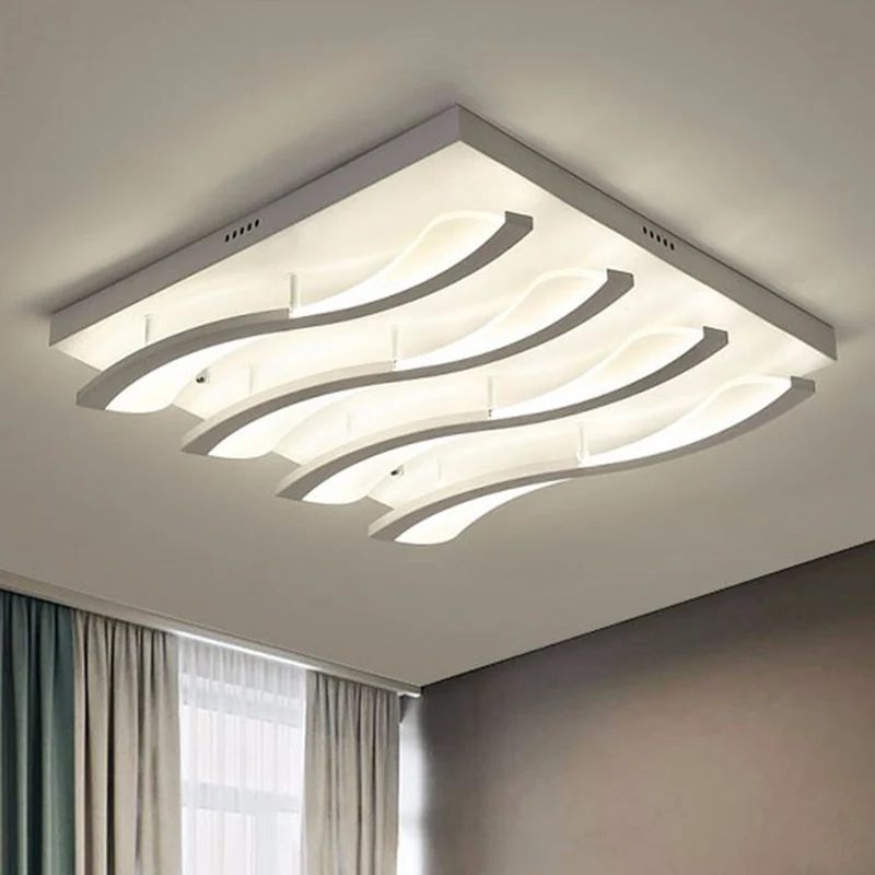 Acryl golvende LED semi-inbouw Scandinavische stijl wit plafondgemonteerd licht voor woonkamer Clearhalo