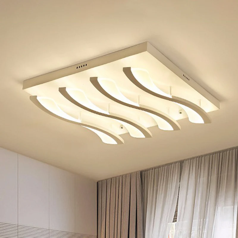 Acryl golvende LED semi-inbouw Scandinavische stijl wit plafondgemonteerd licht voor woonkamer Clearhalo