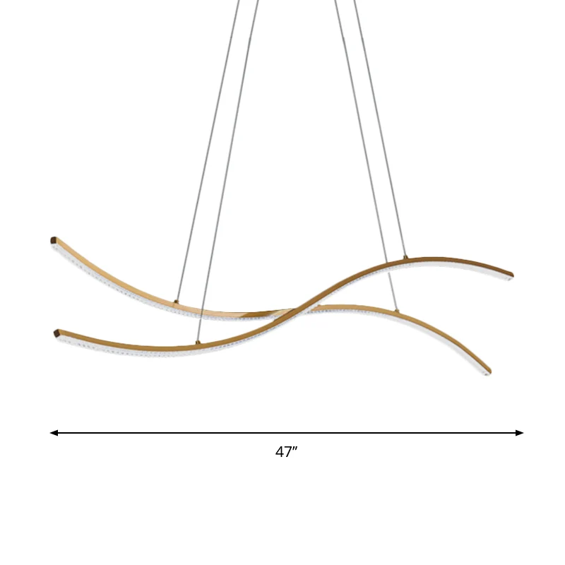 Acryl golvende lineaire eiland hanglamp Eenvoudig 31,5"/39"/47" W LED-kroonluchterlicht goud, warm/wit licht Clearhalo