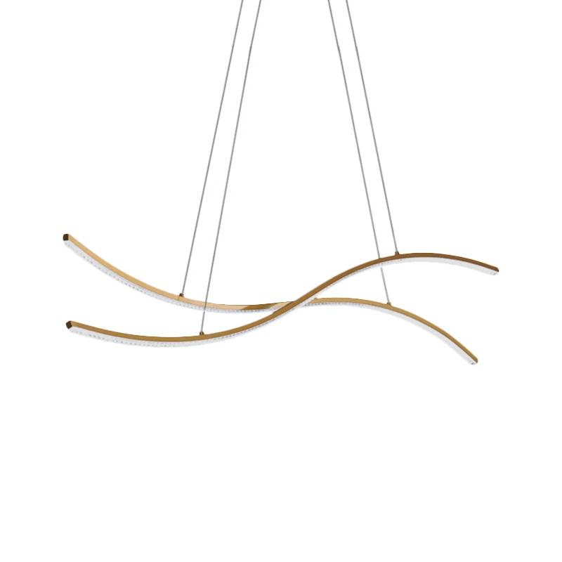 Acryl golvende lineaire eiland hanglamp Eenvoudig 31,5"/39"/47" W LED-kroonluchterlicht goud, warm/wit licht Clearhalo