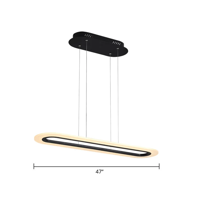 Acryl langwerpige LED-ophanglamp, minimalistische stijl hanglamp boven eiland Clearhalo