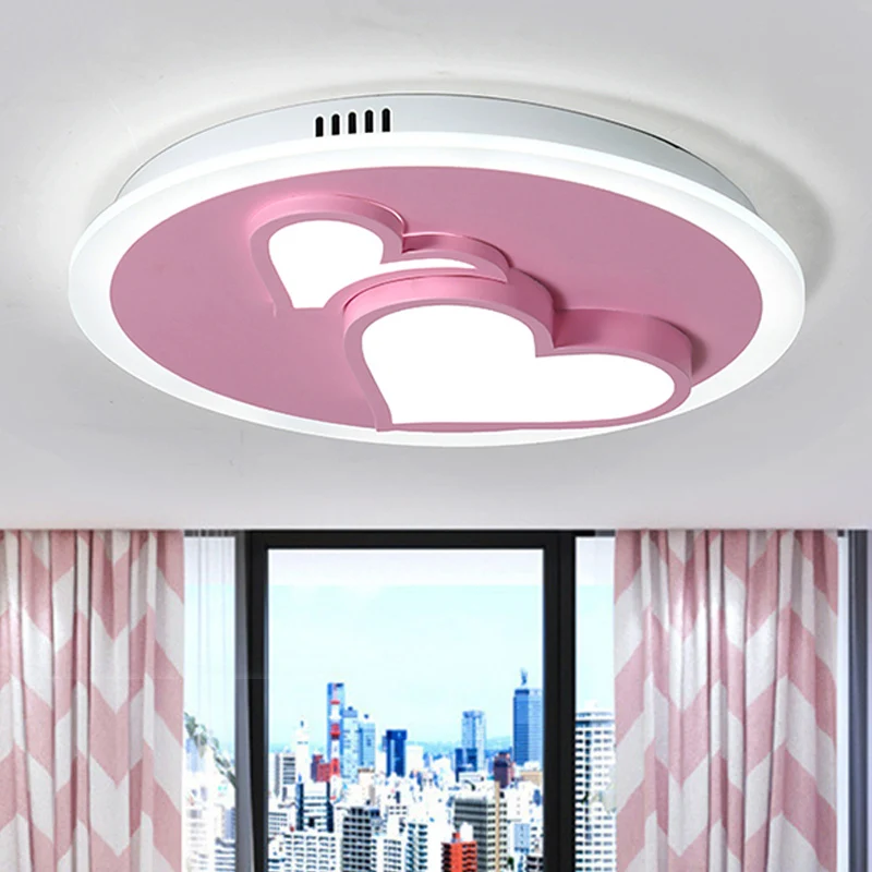 Acryl Loving Heart Flush plafondlamp Cartoon LED-plafondlamp roze voor meisjesslaapkamer Clearhalo