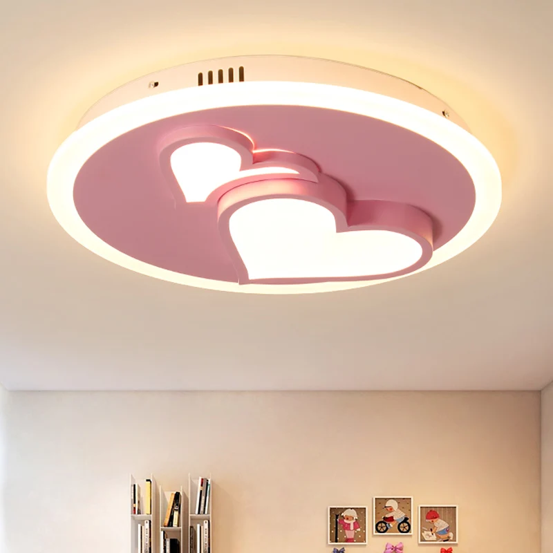 Acryl Loving Heart Flush plafondlamp Cartoon LED-plafondlamp roze voor meisjesslaapkamer Clearhalo