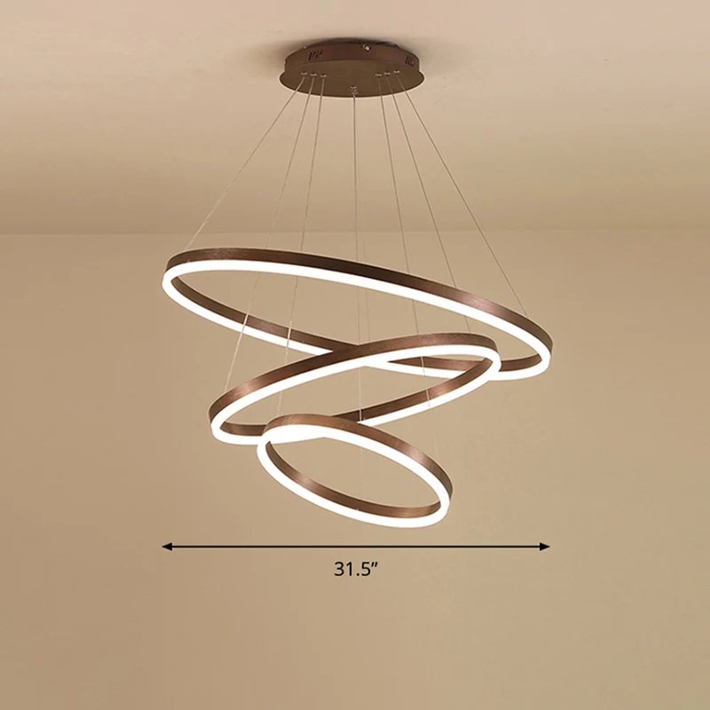 Acryl lusvormige kroonluchter Minimalistische elegante koffie LED-ophanglamp Clearhalo