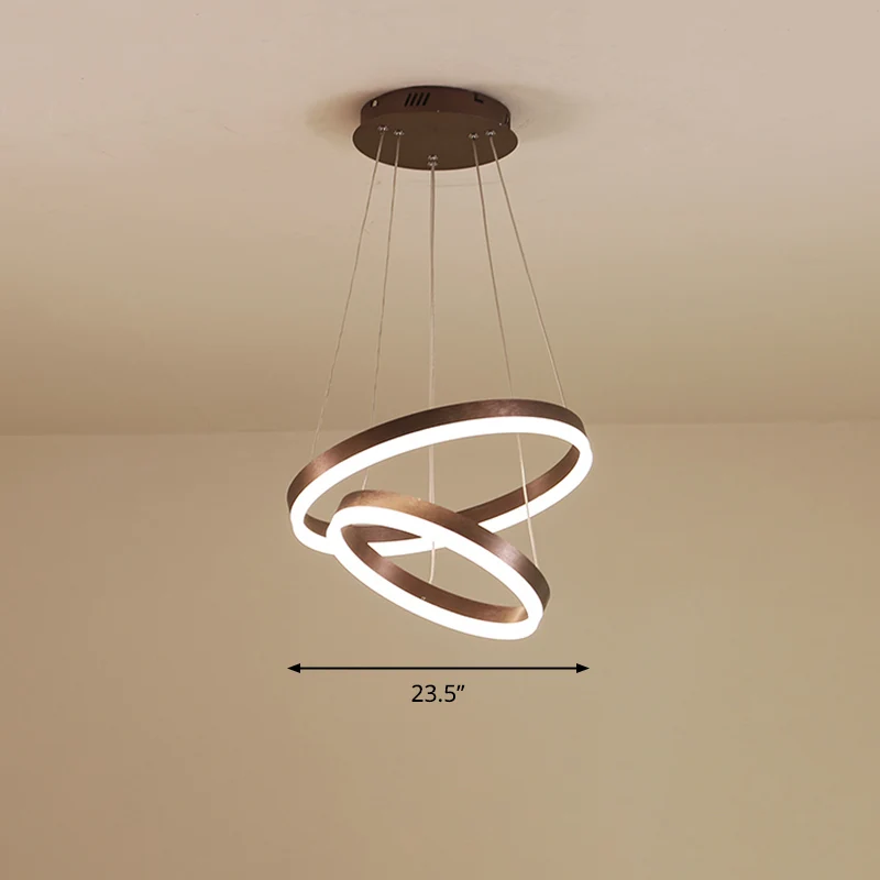 Acryl lusvormige kroonluchter Minimalistische elegante koffie LED-ophanglamp Clearhalo