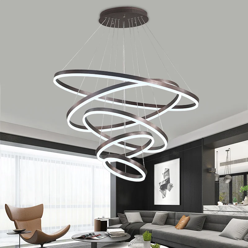 Acryl lusvormige kroonluchter Minimalistische elegante koffie LED-ophanglamp Clearhalo